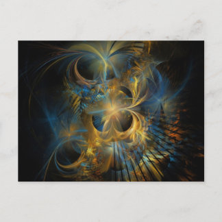 Blå och Guld Fractal Vykort