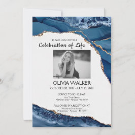 Blå och Guld Funeral Firar livet Inbjudningar