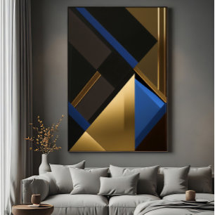 Blå och Guld Geometri Poster