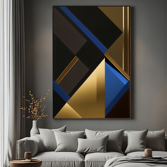 Blå och Guld Geometri Poster (Skapare uppladdad)