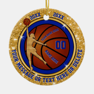 Blå och Guld Girls basketball Team Gift Ideas Julgransprydnad Keramik