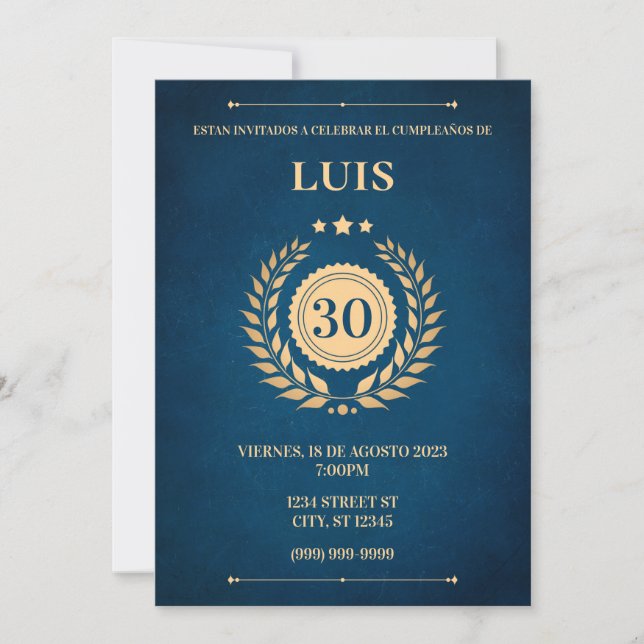 BLÅ OCH GULD INBJUDAN (Framsida)