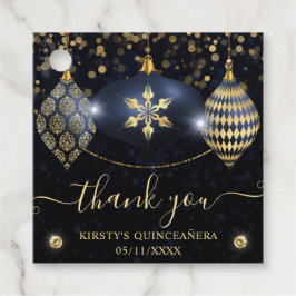 Blå- och Guld-julbalkar Quinceanera Gåvor Etiketter