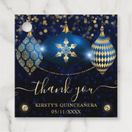Blå- och Guld-julbalkar Quinceanera Gåvor Etiketter