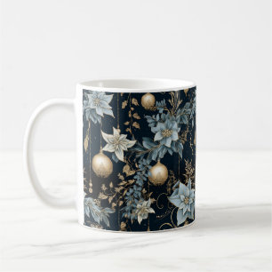 Blå och Guld julprydnad Poinsettias Kaffemugg
