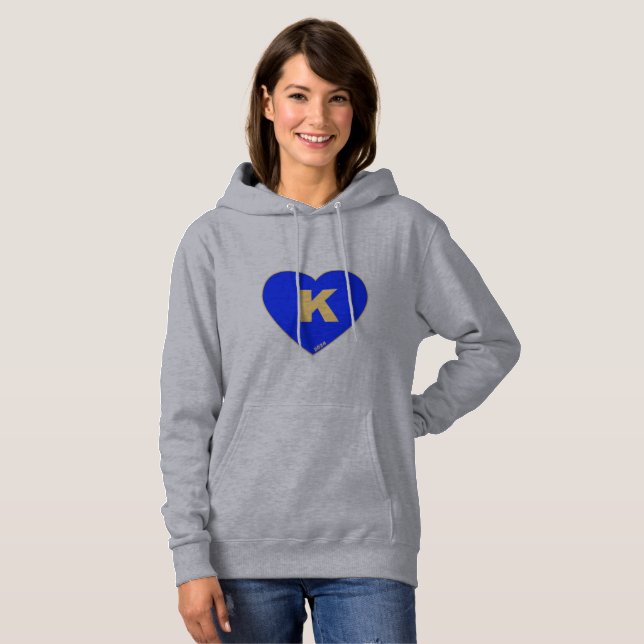 Blå och Guld K-Heart Hoodie för kvinnor T Shirt (Hel framsida)