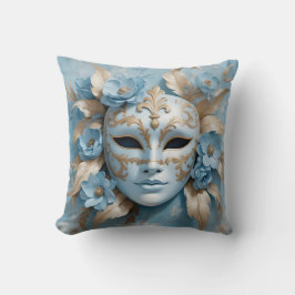 Blå och guld karneval mask kudde