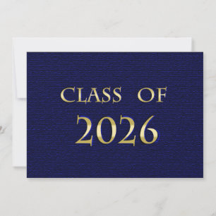 Blå och guld klass 2026-kort inbjudningar