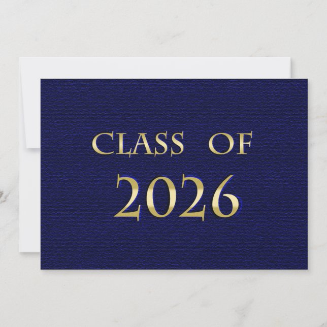 Blå och guld klass 2026-kort inbjudningar (Framsida)
