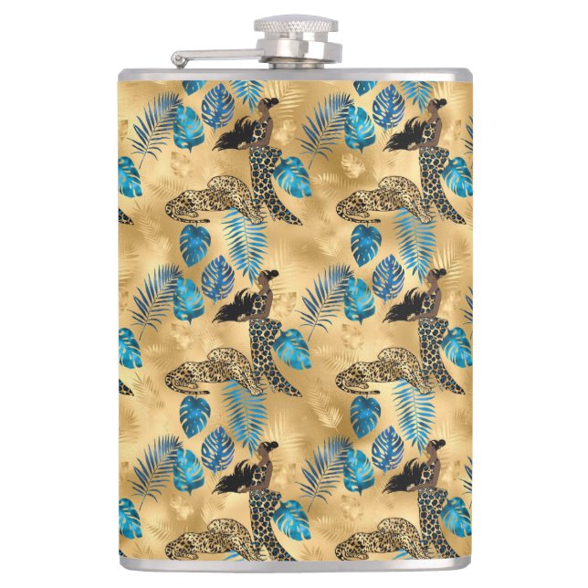 Blå och Guld Leopard 7-serien Fickplunta (Framsidan)