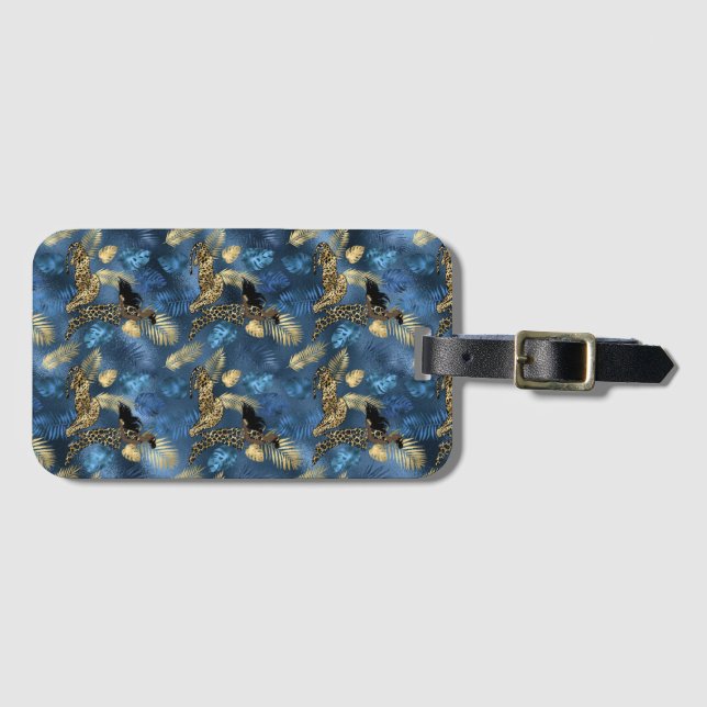 Blå och Guld Leopard-serie 6 Bagagebricka (Framsida horisontal)