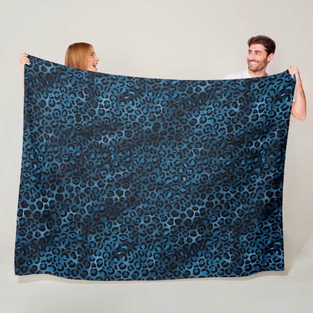Blå och guld Leopard Serie Design 3 Fleecefilt (På plats)