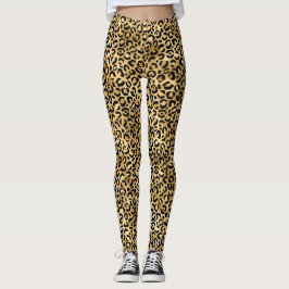 Blå och Guld Leopard-seriens utformning 2 Leggings