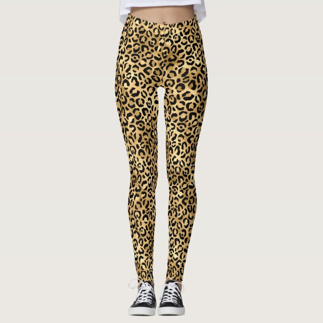 Blå och Guld Leopard-seriens utformning 2 Leggings (Framsida)
