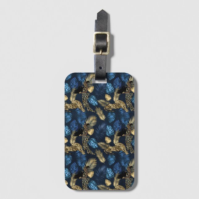 Blå och Guld Leopard-seriens utformning 8 Bagagebricka (Framsida vertikal)