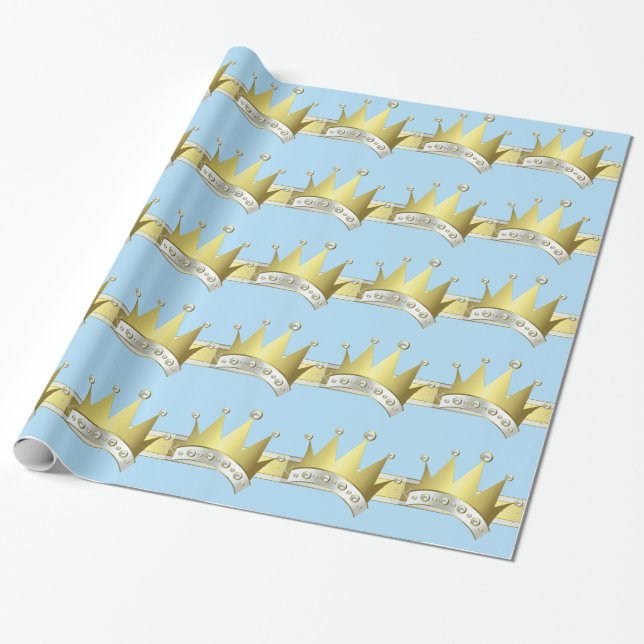 Blå och guld lille prinsen baby shower presentpapper (Utrullad)