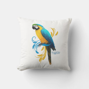 Blå och Guld Macaw Pillow Kudde
