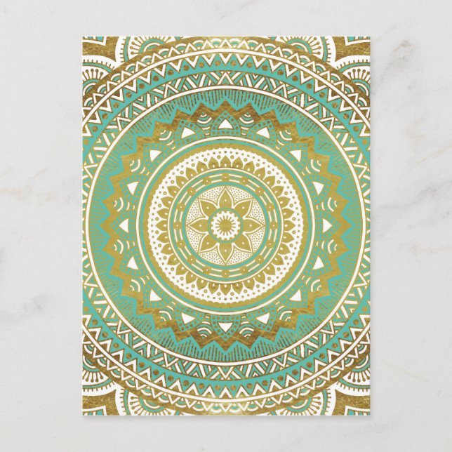 Blå och guld madala vykort (Framsida)