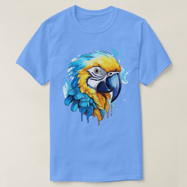 Blå och guld makaw 9 t shirt (Design framsida)