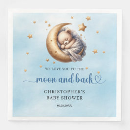 Blå och guld Måne och tillbaka nalle Pappersservett