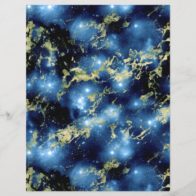 Blå och Guld Marble Galaxy Skrapbook Pappra Lakan (Framsida)