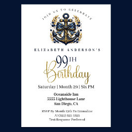Blå och Guld Marin Båtsankare 99-årsdag Inbjudningar