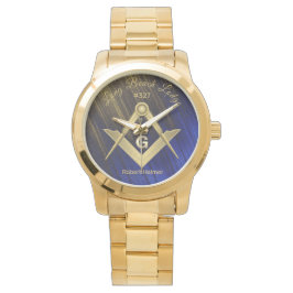 Blå och Guld Masonic Monogrammed Armbandsur