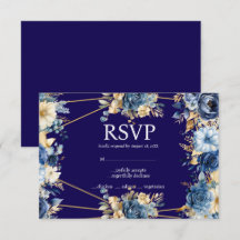 Blå och Guld Menyval RSVP-svarskort