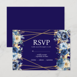 Blå och Guld Menyval RSVP-svarskort OSA Kort