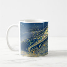 Blå och guld metallisk mugg