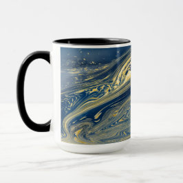 Blå och guld metallisk mugg
