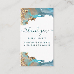 Blå Och Guld Modern Konst Flytande Bläck Affär Rabattkort