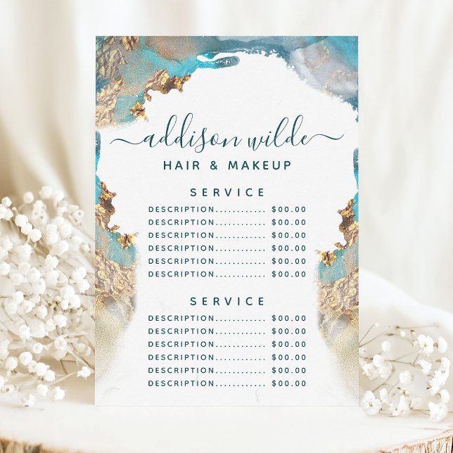 Blå Och Guld Modern Konst Flytande Bläck Service P Meny (Skapare uppladdad)