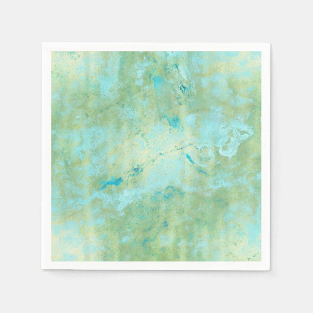 Blå och Guld Modern marmorerad Abstrakt Marble Stä Pappersservett (Framsidan)
