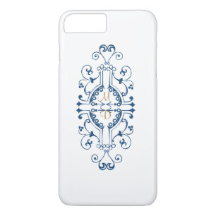 Blå och Guld Monogram iphone case