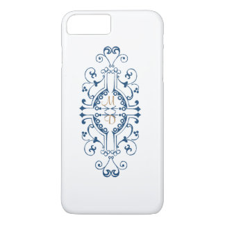 Blå och Guld Monogram iphone case