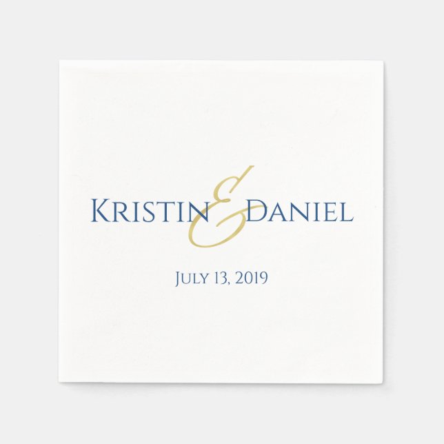 Blå och Guld Napkins Pappersservett (Framsidan)