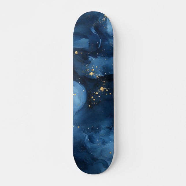 Blå och guld natt himmel abstrakt mini skateboard bräda 18,5 cm (Framsida)