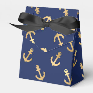Blå och guld nautiskt ankarmönster presentaskar