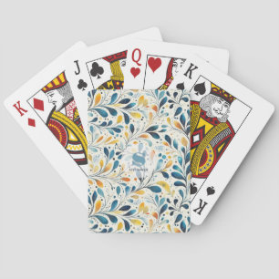 Blå och Guld Paisley Löv Mönster (2) Casinokort