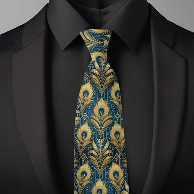 Blå och Guld Peacock Feathers Slips (Skapare uppladdad)