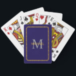 Blå och Guld Personlig Monogram och Namn Casinokort<br><div class="desc">Blå- och Guld-Personlig,  Monogram- och Namn-cykelkort</div>
