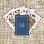 Blå och Guld Personlig Monogram och Namn Casinokort<br><div class="desc">Blå- och Guld-Personlig,  Monogram- och Namn-cykelkort</div>
