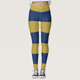 Blå och Guld Rand Leggings