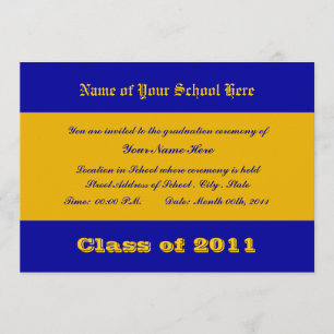 Blå och Guld School Färger Inbjudningar