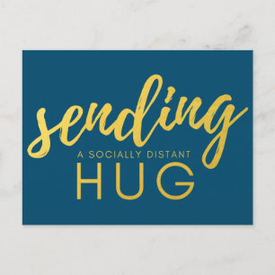Blå och Guld Social Avstånd Hug Vykort