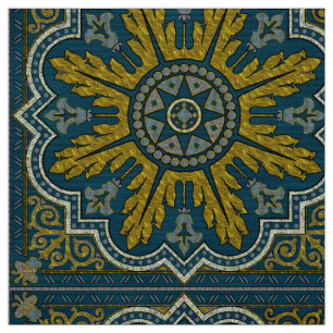 Blå och Guld Star Point Deco Tyg