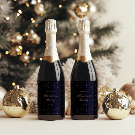 Blå och Guld stjärnor jul Party Vinflaska Etikett