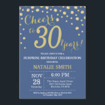 Blå och Guld Surprise 30års födelsedag Diamond Inbjudningar<br><div class="desc">Överraskad inbjudan från 30års födelsedag med Blue och Guld Glitter Diamond. Konfetti Guld. Vuxen födelsedag. Manliga Manar eller Kvinnor födelsedag.
Om du vill göra ytterligare anpassningar klickar du på knappen Anpassa och användor verktygen som är utformat för att ändra mallen.</div>
