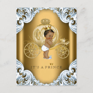Blå och guld vagn etniskt prins baby shower inbjudningar